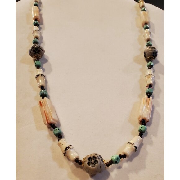 Vintage Boho Long Mixed Bead Chunky Strand Bohemian Necklace 33" - Picture 4 of 7